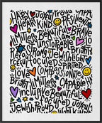 "Jewish Soul"  (Black on White) Playful Word Art 11x14 Print
