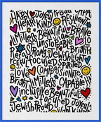 "Jewish Soul"  (Black on White) Playful Word Art 11x14 Print