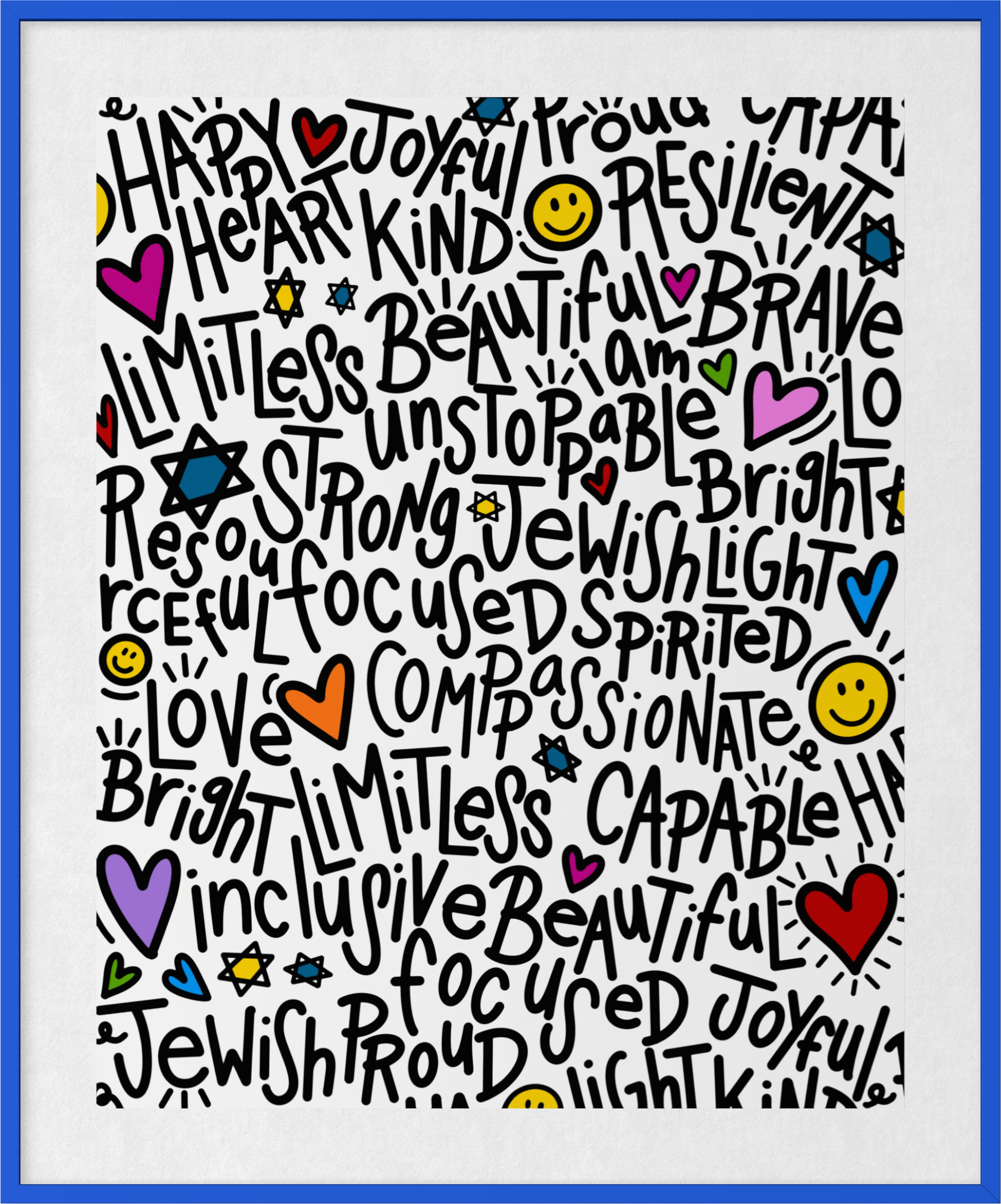 "Jewish Soul"  (Black on White) Playful Word Art 11x14 Print