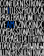 "I Am"  (White/Blue on Balck) 11x14 Print