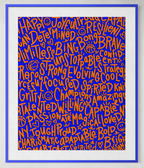 "NY Tough"  (Orange on Blue) Playful Word Art 11x14 Print