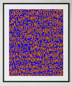 "NY Tough"  (Orange on Blue) Playful Word Art 11x14 Print