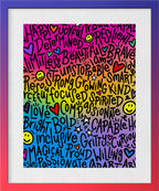 "I Am" (Black on Rainbow) Playful Word Art 11x14 Print