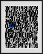 "I Am"  (White/Blue on Balck) 11x14 Print