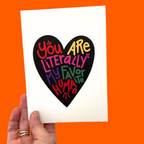 Black "You are Literally My Favorite Human" Greeting Card